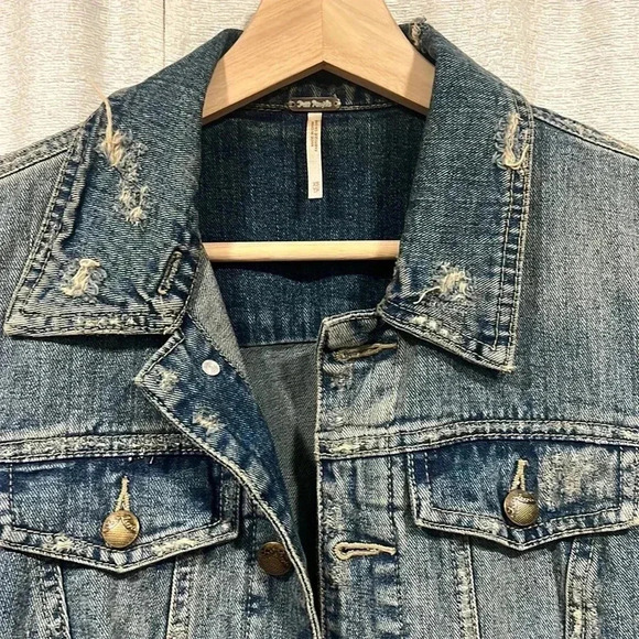 Free People Jean Jacket with Fabric Sleeves - Picture 3 of 4